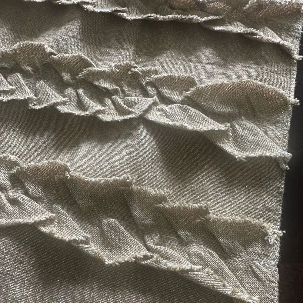 Nicole Miller Sand Colored Ruffled Table Runner - Picture 3 of 5